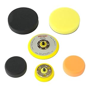 Dino KRAFTPAKET Upgrade-set bestaande uit 75 mm 125 mm steunschijven en polijstpads. Geschikt voor excentrische polijstmachine 9mm-650W (640220, 640296) voor het polijsten van de auto