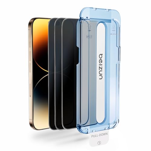 Image of Beizun for iPhone 15 Plus & 16 Plus Privacy Screen Protector [3-Pack], Dual-Side Anti-Spy Tempered Glass with Auto-Align Kit, Military-Grade Shatterproof, Anti-Fingerprint Full Coverage