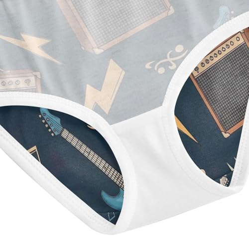 Cute Guitars Dark Blue Toddler Girls Underwear, Girl Underwear, 2T–8 Years4