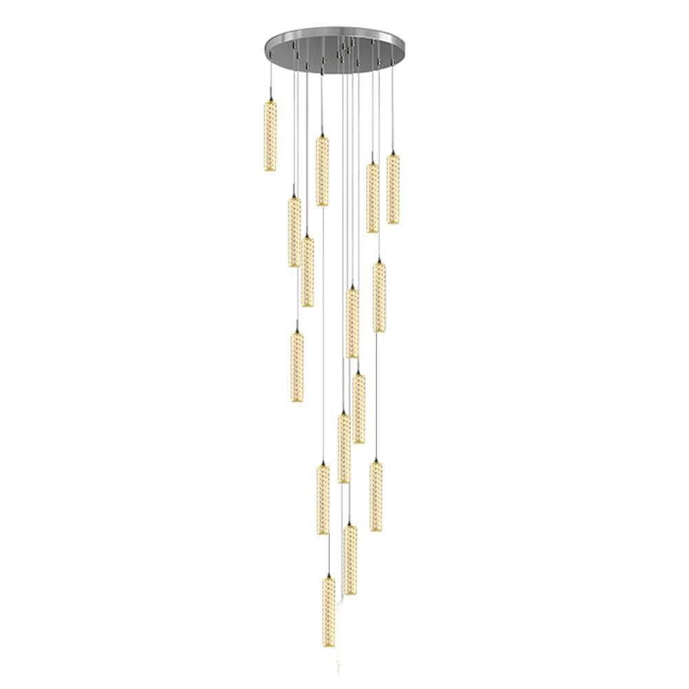 Lampa wisząca Crystal Stairs 6 świateł 36W w kształcie kropli deszczu, długa lampa wisząca, nowoczesny i luksusowy design, na spiralne schody, hol wejściowy (15 lum