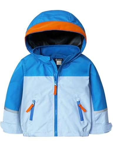 GEMYSE Toddler Rain Jacket Waterproof Hooded Lightweight Toddler Boys Kids Rain Coat Baby Jacket Outwear