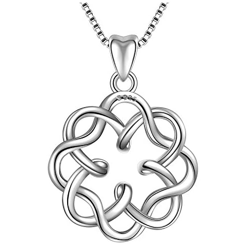 ANEWISH Necklace for Womens Fine Jewelry s925 Sterling Silver Irish Infinity Endless Love Celtic Knot Pendant Necklace Cover