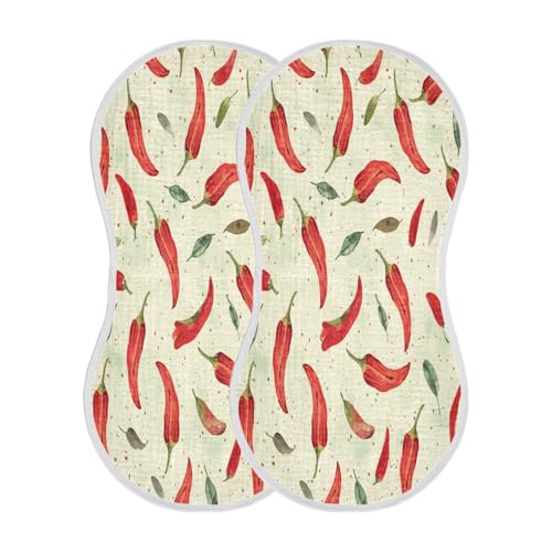 Kigai Chili Peppers Baby Burp Cloths Extra Soft and Absorbent Burping Rags Cotton Burping Clothes Baby Washcloths for Newborn Boys Girls - 1 Pack