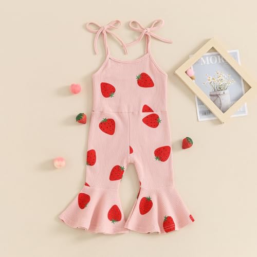 Toddler Baby Girl Flare Overalls Bell Bottom Jumpsuit Sleeveless Backless Floral Print Suspender Romper Clothes3