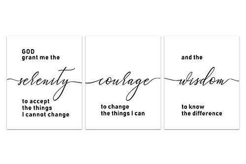 God Grant me the Serenity Life, Courage, Wisdom and Motivational Christian Religious Home Decoration Serenity Prayer Print, Set of 3 8X10 Inches Shimmer Craft Art Paper Unframed