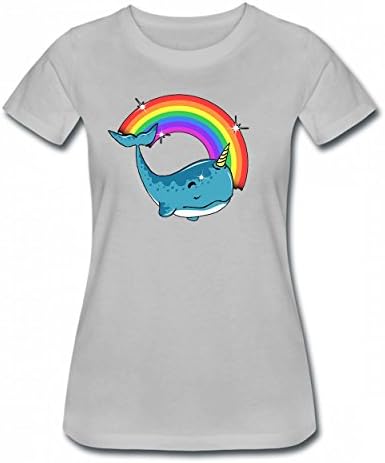 xdondoo Narwhals Rainbow Cute Tshirt 3D Printing T-Shirts Women Tee Gray