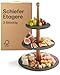 Produktbild Praknu Etagere 3 Etagen aus Schiefer Schwarz - Servierständer aus FSC® Akazienholz - Vielseitig & Elegant - Für Dessert, Obst, Buffet, Frühstück