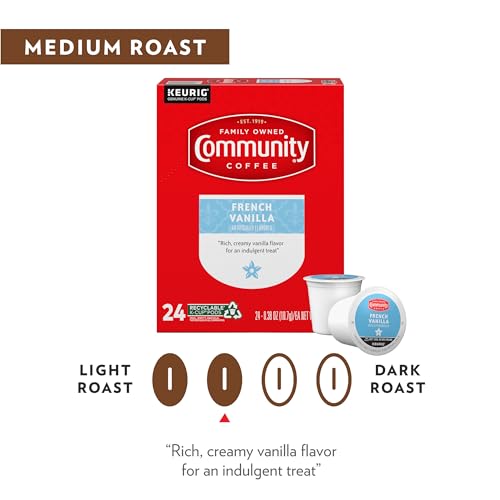 Image of Community Coffee French Vanilla Flavored 72 Count Keurig K-Cup Coffee Pods, Medium Roast, 12 Count (Pack of 6)
