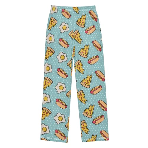 Boys' Pants Hot Dog Pizza Fried Egg Long Bottoms Jogger Pants Elastic Waist Trousers with Pockets S-XL