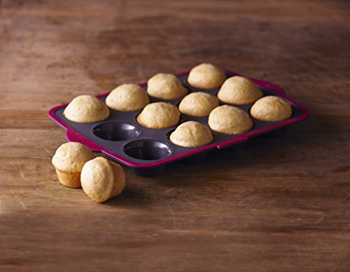 Trudeau Structure Pro Silicone Muffin Pan, 12 Cup, Grey/Pink