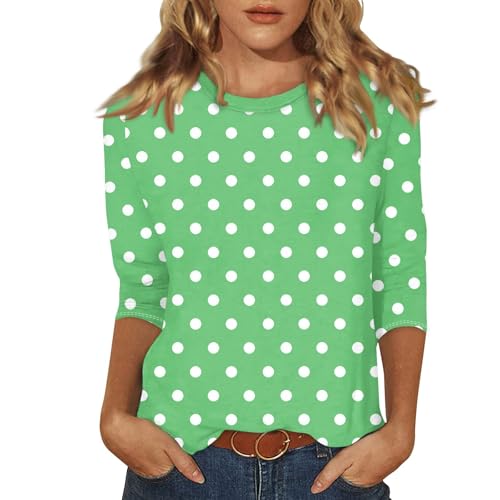 Tops for Women 3/4 Length Sleeve Work Crewneck Blouses Fashion Dressy Casual Pullover Summer and Fall Tunics Shirts