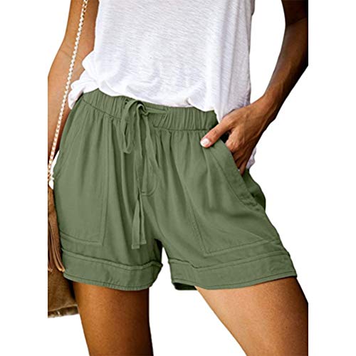Nerplro, pantaloncini elasticizzati in vita, comodi, con tasche estive, per ragazze Verde militare 2XL