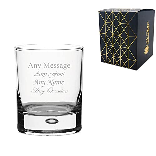Personalised Engraved 6.6oz Bubble Base Whiskey Glass, Gift Boxed, Personalise with Any Name and Message, Perfect for Any Occasion
