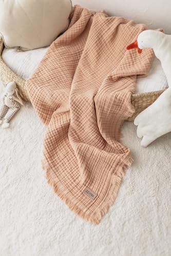 Somon 4 Katlı Müslin Bebek ve Çocuk Battaniyesi%100Pamuk Erkek & Kız Bebekler İçin Nefes Alabilen Cilt Dostu Bebek ve Çocuk Battaniyesi, Unisex, %
