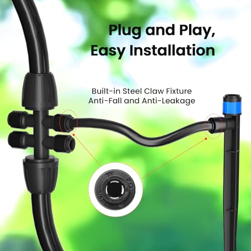 MIXC Drip Irrigation System,Quick Connector Garden Watering System Automatic Sprinkler System Kit for Lawn Raised Bed Greenhouse Plant Watering System (16FT Main Tube+ 79FT 1/4'' Tube) - Image 6