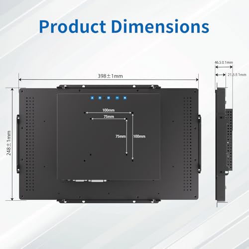 Image of 15.6 Inch Open Frame Touch Monitor, PCAP 10-Point Touch Industrial Touchscreen Monitor, with HDMI /VGA /DVI Interface, Active Matrix TFT LCD,LED Backlight, with VESA Mount