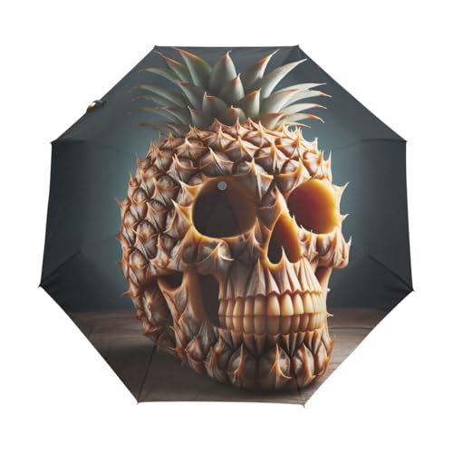 GAIREG Parapluie de voyage en forme d'ananas - Coupe-vent - Ouverture automatique - Pliable - Compact - Pour la pluie