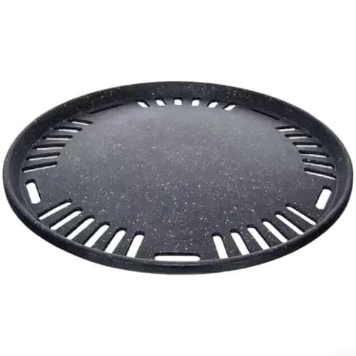 Bistecchiera rotonda antiaderente portatile stile coreano con design del fumo e distribuzione uniforme del calore per barbecue a carbonella cottura adatta per grigliare varie carni e frutti di mare (A