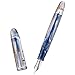Asvine V800 Fountain Pen – Vacuum Filling System with Large Ink Capacity – Smooth Number 8 Extra Fine Nib with Gift Case and Wrench – Blue Brown
