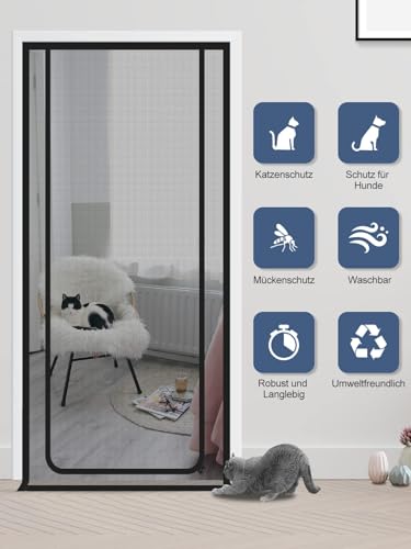 Cat Screen Katzennetz für Balkon, Haustiere Bildschirm Tür, verhindern, DASS Katzen aus Laufen, Katze Mesh Tür Bildschirm für Wohnzimmer, Schlafzimmer, Küche (Passende Türgröße: 100cm x 210cm)