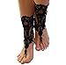 Fenghuavip Lace Barefoot Sandals Beach Ankle Bracelets for Wedding (black), One Size