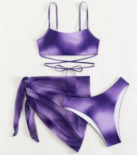 Bikini Set for Women 3 Piece Swimsuit Bathing Suits with Beach Cover Up Skirt4
