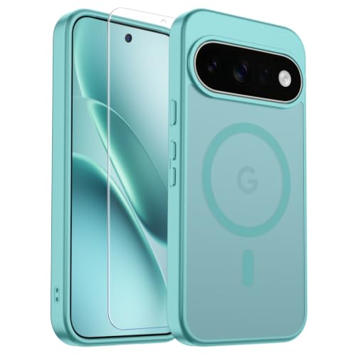 Image of SUPFINE Magnetic for Google Pixel 11 Pro Case - Blue Green | With Screen Protector,Translucent Matte,Built-in Magnets,Military Grade Drop Protection,Shockproof Phone Cover