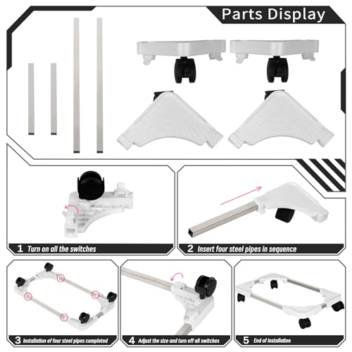 Liitrton Mobile CPU Stand Adjustable Computer Tower Stand with 4 Caster Wheels Fits Most PC (White)