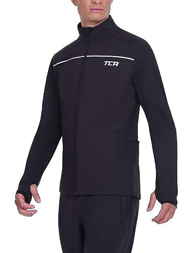 TCA Herren Thermische Radlaufjacke. Reflektierende atmungsaktive winddichte Jacke mit Reißverschlusstaschen - Schwarz, M