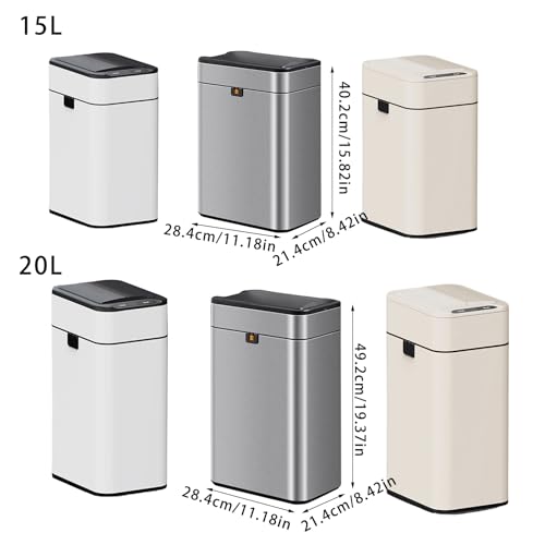 Caneca de basura rectangular 20L acero inoxidable con sensor miniatura 7