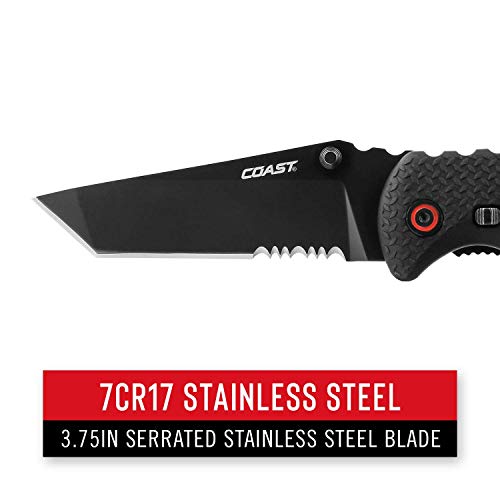 Coast Rx395 Blade Assist Tactical Folding Knife With 3.75"" Serrated Stainless Steel Blade (20921) #TOP3