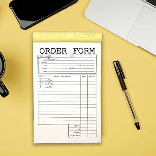 Lesnala 2-Part Carbonless Order Form Pads 2 Pcs,50 Sets Each,White/Yellow14X21Cm（ 5.5 X 8.26 In） Which Can Use In Store,Warehouse,Office,Restaurant And So On As Sign Receipt,Sale Form,Invoice Purchase #TOP5