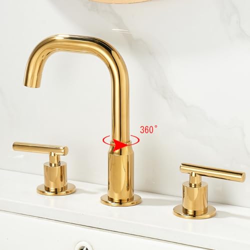 Mezclador de baño de 3 agujeros para lavabos dobles con caño giratorio 360 y mandos de cromo 7