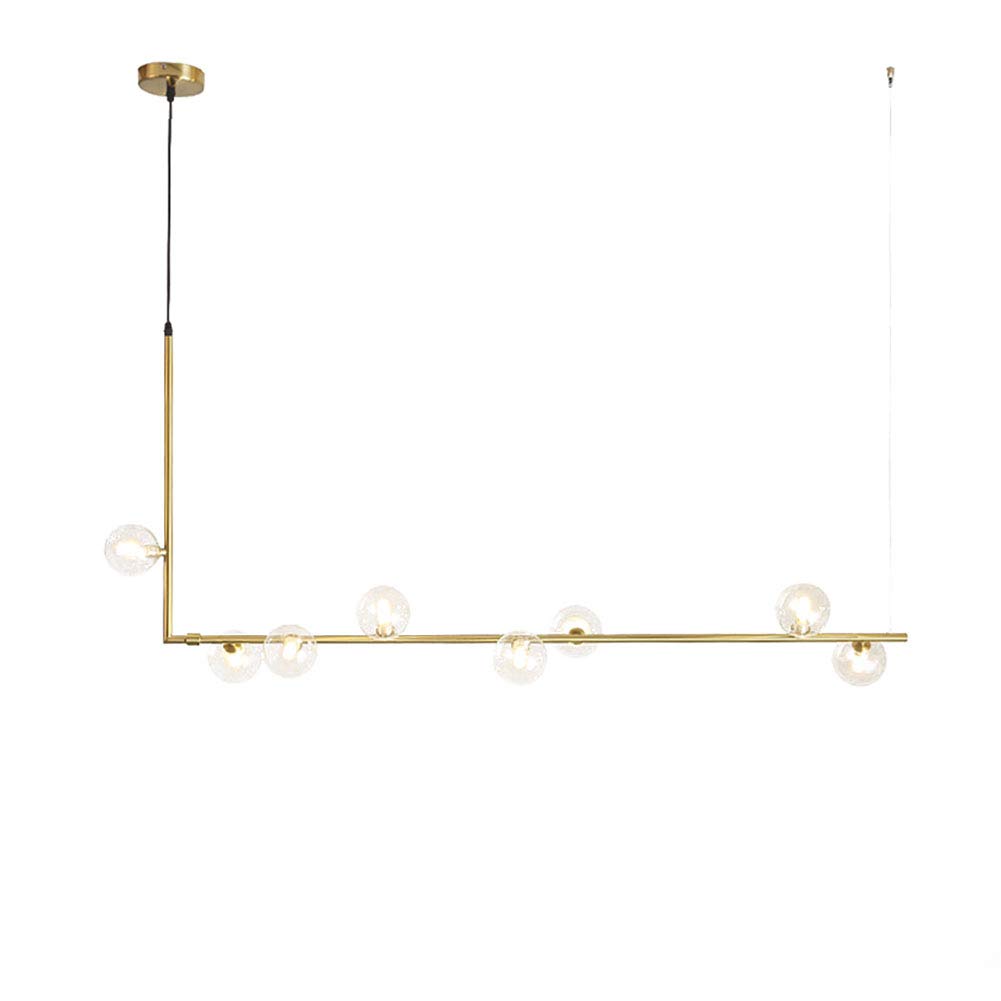 Żyrandol Podczas oświetlenia, regulowana geometryczna liniowa lampa sufitowa LED, współczesna minimalistyczna wyspa kuchenna G9 podczas oświetlenia - galwanizacja złota 120 x 28 cm rubin