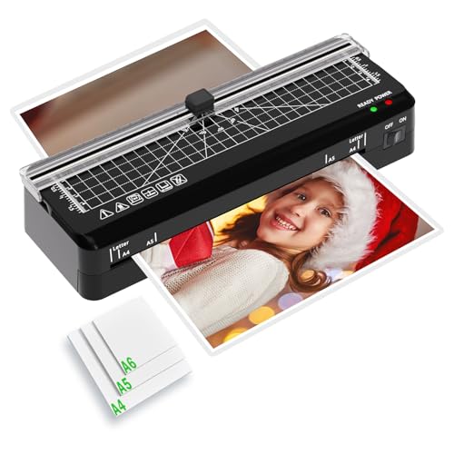 Laminator, A4 Laminator Machine, Thermal Laminating 70s Fast Warm-up with Build in Paper Trimmer, Portable Personal Laminating Machine for Home/Office/School