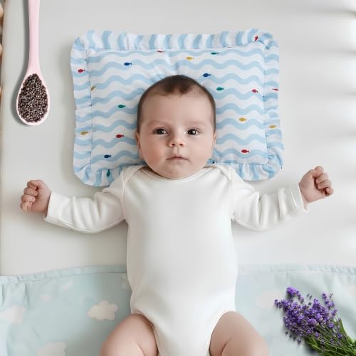 Image of Mustard Seed Comfort Cushion with Extra Cover| Mustard Filling | Soft Fabric Cover | 30 x 22cm (Wave)