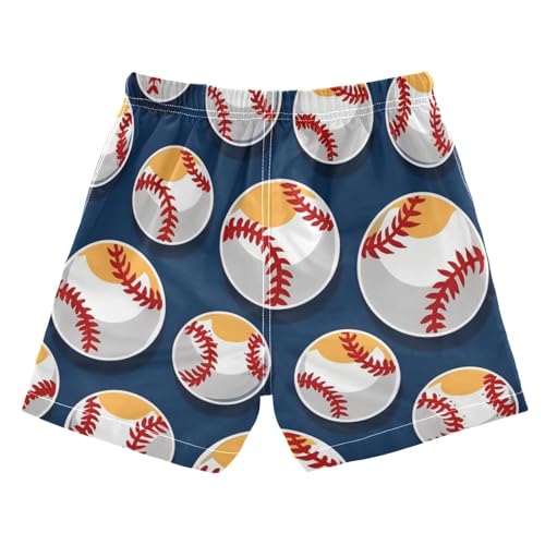 Baseball Sports Blue Beach Shorts for Boy Teens Stretch Swim Shorts Drawstring Compression Liner Beachwear 2T2