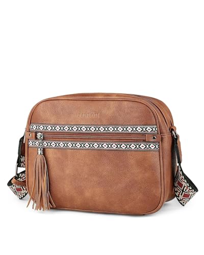 Image of FADEON Crossbody Bags for Women, RFID 4 Card Slots | Vegan Crossbody with Wide Strap, Double-Zipper & Anti-Theft, Fits Kindle & Essentials, Lightweight for Work & Travel