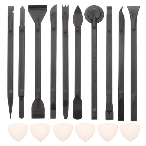 MECCANIXITY 16 in 1 Spudger Crowbars Opening Pry Tool Set Metal Curved Pry Blade Electronics Repair Tools Kit for Cellphone Laptop PC Tablet