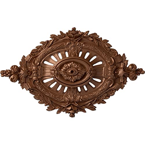 Ekena Millwork CM35X22ANPOS 35 7/8"W X 22 1/2"H X 4 3/8"P Antonio Ceiling Medallion , Polished Copper