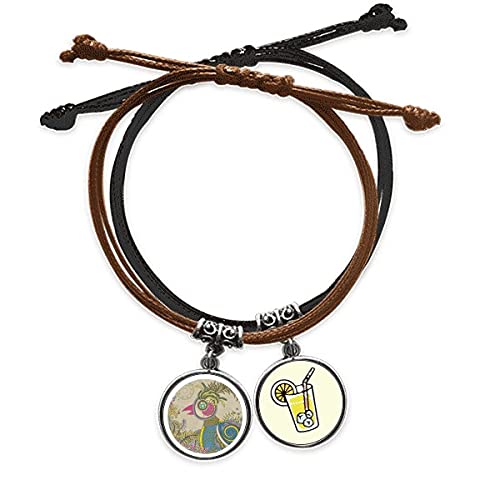Bracelet or Le Faisan Ukiyo-e fleur cordon chaîne main cuir homme femme