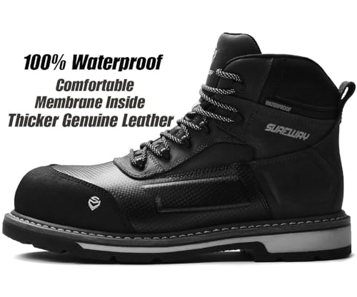 SUREWAY Men's 6" Heavy Duty Soft Toe Waterproof Work Boot ​Construction,Superior Oil/Slip/Acid Resistant,Dual-Density Comfortable Outsole,Full-Grain,Men's Working Boots/Shoes2