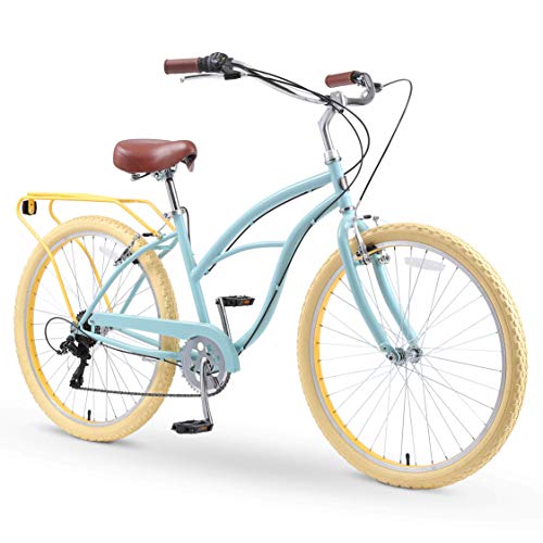 sixthreezero Around The Block Women's Beach Cruiser Bike, Hybrid Bicycle with Rear Rack
