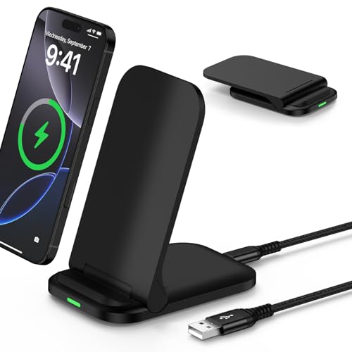 Chargeur à Induction iPhone, 15W Chargeur sans Fil Pliable Station de Charge Rapide pour Samsung Galaxy S21 S22 S23 FE S24 S25 Ultra, Google Pixel 9 Pro 8 7 a...