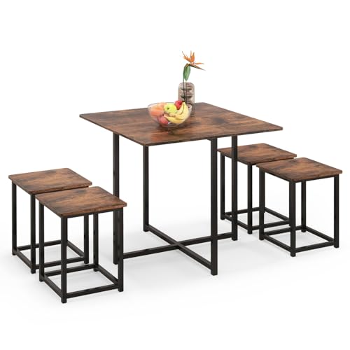 Tangkula Compact Dining Table Set for 4, Small Kitchen Table