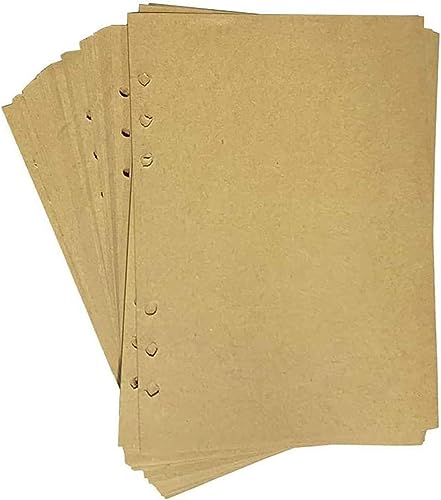 Aomiduo Recarregável A5 papel pautado, 100 folhas, 6 orifícios, enchimento de papel kraft para caderno A5, diário para agendas, planejadores, diários, esboços, pintura