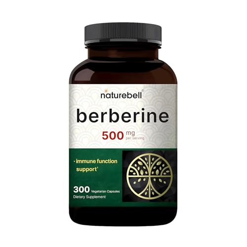 NatureBell Berberine 500mg - 300 Capsules - 97% Pure Berberine HCl - 5:1 Root Extract of Berberis Aristata - Antioxidant Alkaloid & Adaptogenic Support*