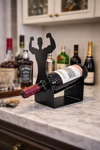 Vyrecronix Handsome Men's Wine Bottle Holder, Single Bottle Tabletop Display Rack, Stylish Black Metal Wine Bottle Storage Rack, Suitable for Home Bars and Kitchens, and Also Makes a Great Gift. - Image 5