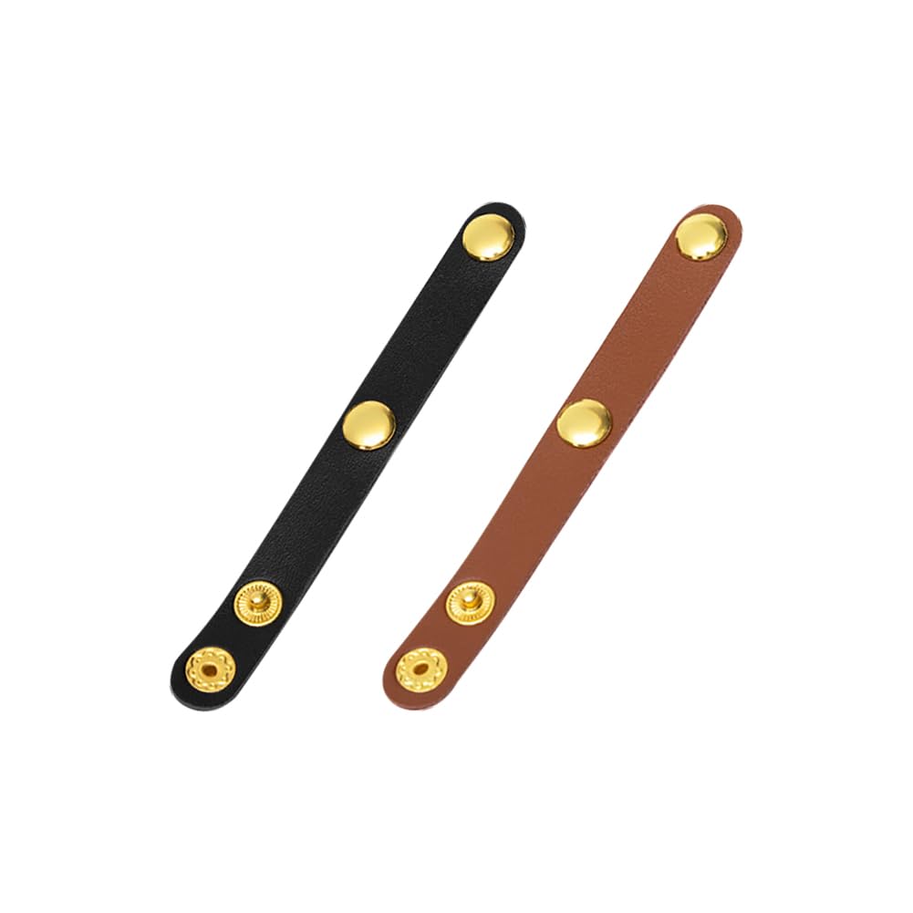 HugeDE 2 Pcs PU Leather Bag Strap Shortener Tote Bag Top Handle Keeper Bag Strap Adjuster Buckle Cable Cord Organizer Straps Cord Keeper Ties with Snap Closure