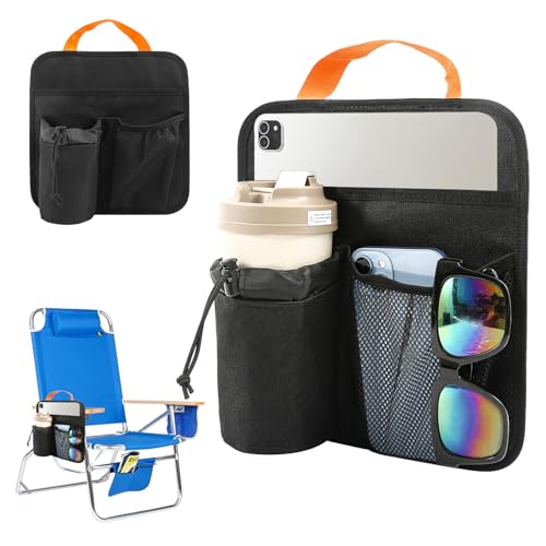 EHRGK Beach Chair Cup Holder,Beach Cup Holders,Camping Chair Side Organizer Armrest Storage Bag Side Pocket Bag,Hanging Chair Attachment Camping Beach Accessories for Phone Water Bottle Sunglasses